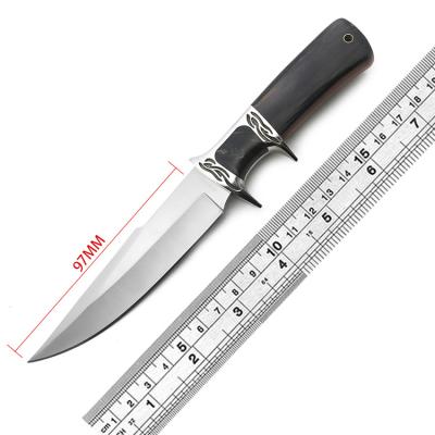 China Non-Variable Customizable Outdoor Short Black Wooden Straight Fixed Blade Handle Outdoor Survival Knife for sale