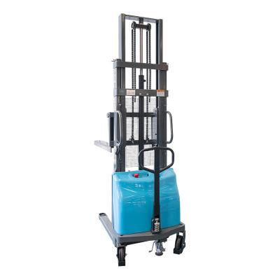 China Hydraulic Semi Electric Pallet Stacker Forklift 2tons Manual DC Motor Powered for sale
