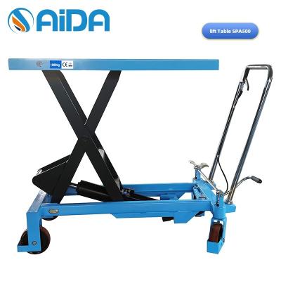 중국 Factory Price Hand Hydraulic Table Platform Lifter Single Scissor 500kgs 판매용