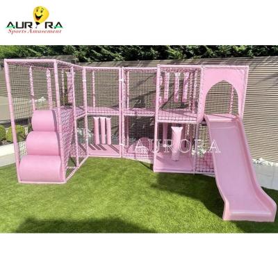China Glijbanen Trampoline Park Soft Play Forest Kinderen Outdoor Pastel Roze Te koop Te koop