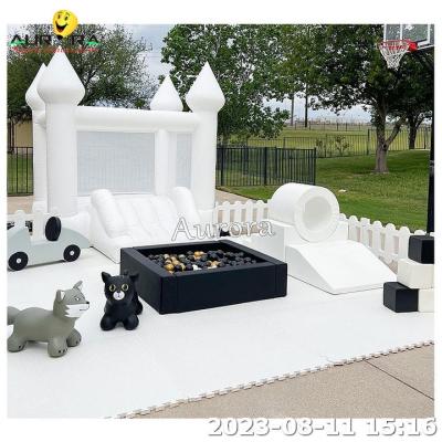 China White Soft Play Inflatable Bounce House Castle Fence Mats Kids Climbing for sale