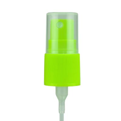 China Household 20/415 Green Ribbed Fine Mist Pump With Finished Cover for sale