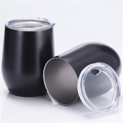 China Sustainable Double Wall Vacuum Stainless Steel Wine Glass For Champagne Cocktail Coffee Mug Insulated Tumbler Cup 12oz With Lid for sale