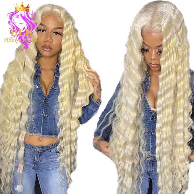 China Free Shipping 613 Blonde 613 HD Blonde Raw Deep Wave 13X4 Lace Frontal Wig 13X4 Extension Human Hair Free Shipping For White Women for sale