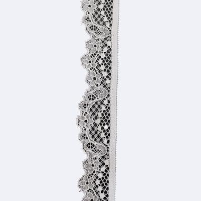 China Grey3cm Elastic Nylon Spandex Border Lace Edge Stretch Thin Notched Lace Trim for sale