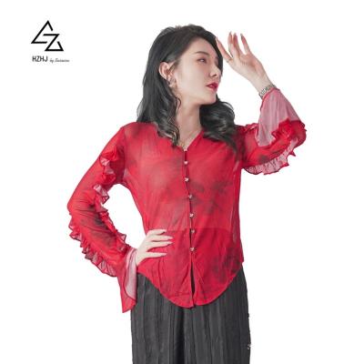 China 2022 Designer Famous Long Sleeve Vintage New Arrival Breathable Spring Autumn Plus Size Women's Blouse Shirts for sale