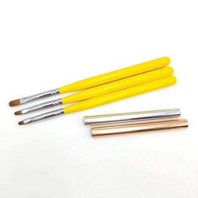 China Nails Beauty Gel Nails Make Fashion Yellow Wooden Handle Cute Mini Oval Gel Set Nail Brush for sale