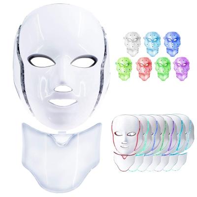 China 7 Colors Color Dye Removal Anti Aging Face Neck Mask Led Face Beauty Masks Light Therapy Phototherapy Skin Care PDT Facial Neck Led Mask for sale