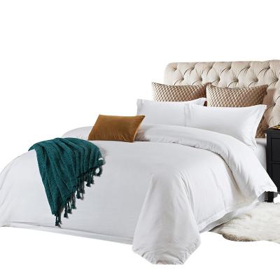 China White Plain 100% Cotton 60s Solid Color Luxury Hotel Comforter Cover Bedding Linen Sets Disposable for sale
