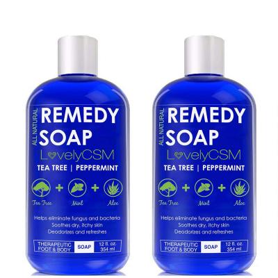 China Low MOQ Private Label Aloe Vera Mint Tea Tree Oil Scented Organic Shower Gel Body Wash Remedy Anti Fungal Liquid Soap Feminine Wash for sale