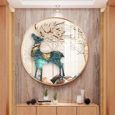 China Modern Round Home Hanging Decorative Paintings Crystal Porcelain Background Glass Wall Porcelain Picture Entrance And Corridor for sale