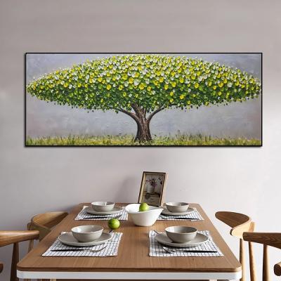 China Abstract Living Room Decor Abstract Green Tree Home Canvas Pictures Art Knife Hand Painted Oil Painting for sale