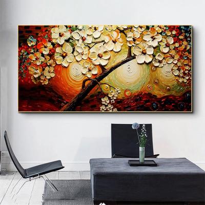 China Abstract Flower Tree 100% Hand Painted Wall Decor Picture Palette Knife Art Painting 1 Piece for sale