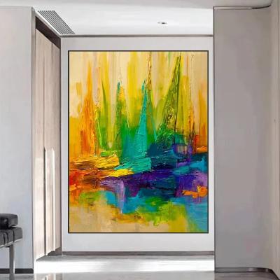 China Abstract Home Decor Abstract Oil Painting On Canvas For Living Room Colorful Iridescence Knife Canvas Hand Painted Art Painting for sale