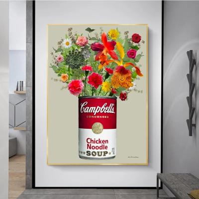 China 100% Hand Painted Abstract Living Room Decor Andy Warhol Retro Flowers Oil Painting Picture for sale