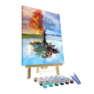 China 40cm x 50cm DIY Modern Digital Oil Painting Kit for Adults and Kids Beginners Four Seasons Tree of Life Oil Painting Canva for Kids for sale
