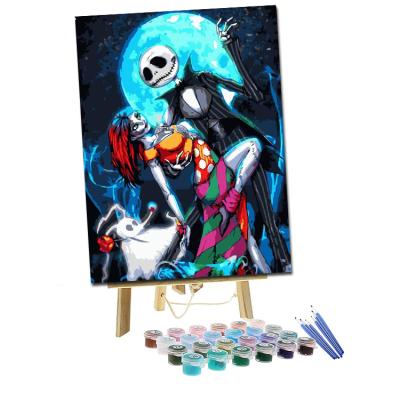 China 16x20 Modern Adult Inches, DIY Skull Canvas Digital Painting Halloween Pumpkin Acrylic Diy Decorative Painting Custom for sale