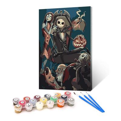 China Modern Halloween Decoration Jack Skull Paint By Numbers Adult Kids Beginners Oil Painting Canvas Wall Art for sale