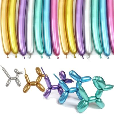 China New Popular Birthday Decoration Metal Pearl Latex Shiny Long Balloons Thicken Long Chrome Balloons for sale