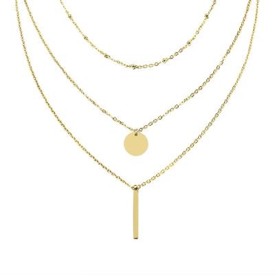 China New FASHIONABLE Stylish Simple Multilayer Stainless Steel Necklace For Ladies for sale