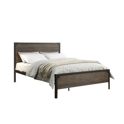 China Lighted Headboard Angle Iron Metal Bed Industrial Rusty Design With MDF Board Wooden Metal Frame Bed Antique Cast Iron for sale