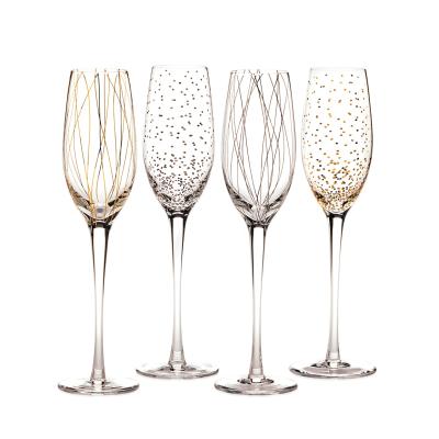 China FLASHING Champagne Flutes with Stripes and Swirls Dots Design for sale