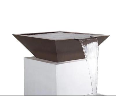 China Rustic Steel Material Square Waterfall Water Bowl For Swimming Pool for sale