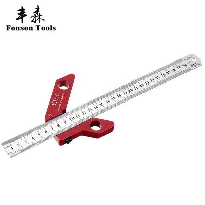 China Accurate Center Scribe Aluminum Alloy Woodworking Scale YX-3 Square Center Scribe Measuring Tool for sale