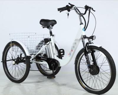 China Standard 24 Inch 7-Speed Tricycle 3 Wheel Adult Electric Bicycle With Rear Basket for sale