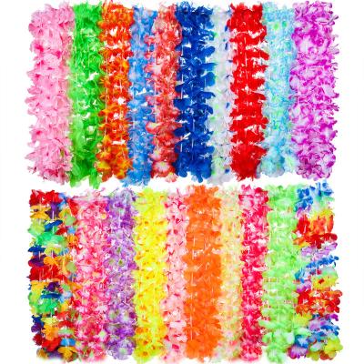 China Party Decoration Hawaiian Leis for Hula Dance Luau Party, Fower Necklace Leis for Party Supplies Favors Celebrations and Decorations for sale