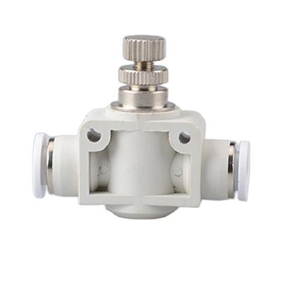 China Plastic+brass SA Fittings Pneumatic Speed Control Valve Air Hose Pusher Fitting Quick Connect Pneumatic Throttle Valve Plastic Pneumatic for sale