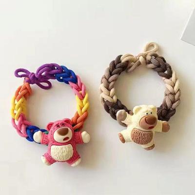 China 2022 Strawberry Hair Accessories 2022 Summer News Handmade Hair Rope Bear Hair Circle Leather Ball Colorful Cute Women Hair Rope Headdress for sale