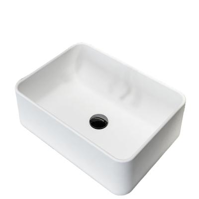 China White or Matte Color Stone Resin Counter Top Modern Bathroom Basin with More Design for sale