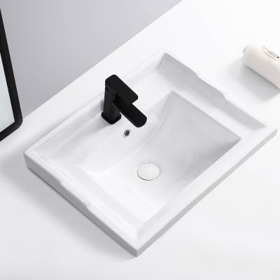 China Chaozhou Modern Sanitary Ware Low Price OEM Chaozhou Bathroom Sink Elegant Rectangular Decorative Cabinet Art Ceramic Hand Wash Basin for sale