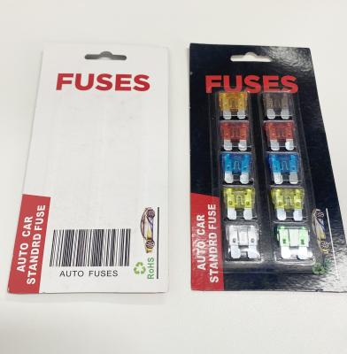 China PC/PA Nylon Material Mini Auto ATO ATY Standard Blade Fuse Car Fuse Blister Pack Packing Package for sale