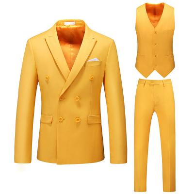 China 2022 Anti-Wrinkle Mens Multi Colors Suits 3 Pieces Blazer Vest Pants Sets Mens Formal Business Wedding Suits For Men for sale