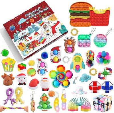 China 2022 Christmas Count Relaxing Pop Down Advent Calendar Fidget Toy For Kids, Sensory Busy Squeeze Toy Set For Christmas for sale