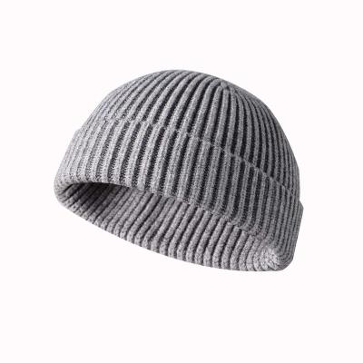 China Double Layered Row Without JOINT Brim Warm Fleece Plain Ribbed Ski Fisherman Docker Hat Retro Winter Knitted Beanie Hats for sale