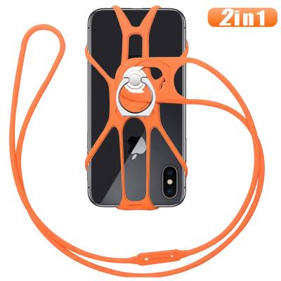 China Universal Silicone Lanyard Cover Mobile Phone Rope Strap Holder Cell Phone Case with Necklace for sale