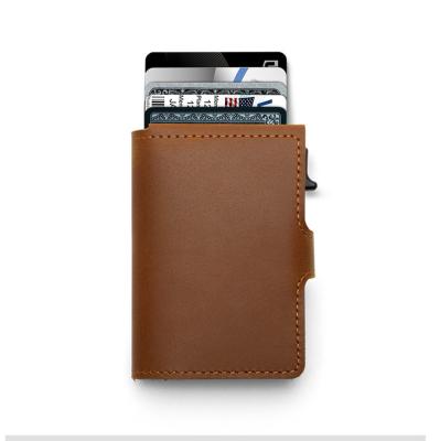 China Hot Sales Fashion Wholesale Men's Fashion Amazon PU Card Box RFID Leather Wallet OEM&ODM Blocking Credit Card Holder Wallet for sale
