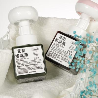 China Medicine Square Paw Flower Head Plastic Foam Empty Pump Bottles Cosmetic Packaging Foaming Hand Wash Face Cream Soap Pump Bottle 250ml for sale