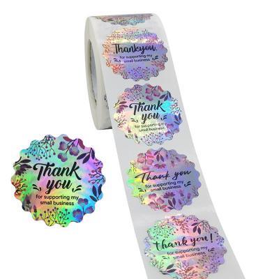 China Waterproof 500 Labels Per Roll Floral Sticker Tape Roll Thank You Packaging Label Seal Sticker for sale