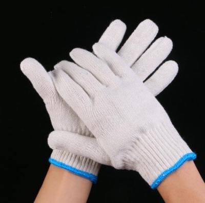 China Cotton work glove en388 4121 wearable natural bleach white 100% polyester knitted garden working outdoor cotton yarn for construction gloves for sale