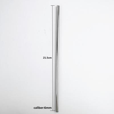 China Stainless Steel 6*215mm Straight Reusable Viable Straw Ecofriendly Straws Drinking Metal Straw For Drinking Custom Logo for sale