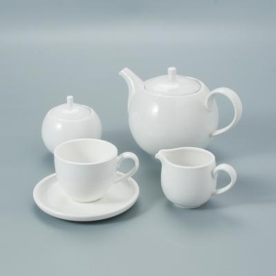 China Hot Selling Elegance Modern Western White Office Hotel Coffee Viable Porcelain Cup Saucer Ceramic Coffee Tea Sets for sale