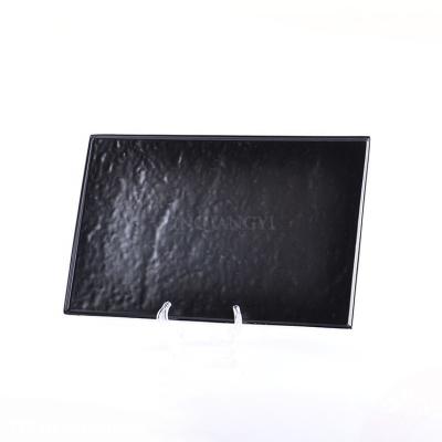 China Viable Wholesale Good Quality Rectangular Ceramic Black Dishes Tray Plates Porcelain Sushi Japanese Tableware for sale
