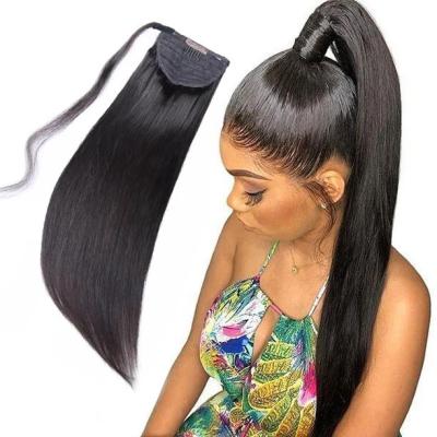 China Wholesale I-Tip Hair Drawstring Ponytail Extensions, Long Brazilian Hair Ponytail, Silky Straight Virgin Hair Ponytails For Black Women for sale