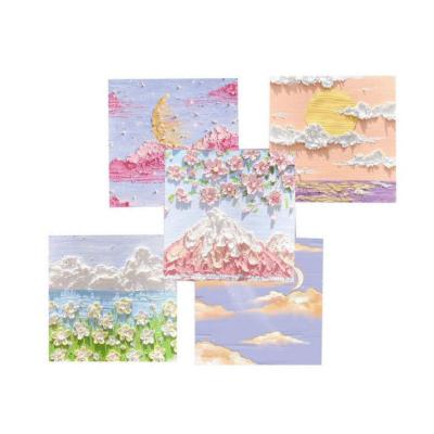 China Oil Painting Self-adhesive Sticky Paper Teenager 3D Landscape Diary Memo Pads Sticky Notes for sale