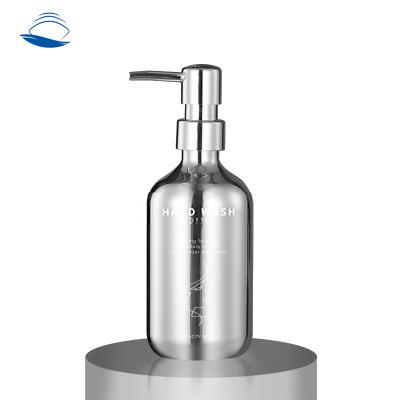 China Bathroom 500ml luxury plastic PET electroplating bottle with pump used for hand wash bottle for sale