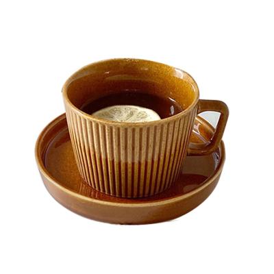 China Factory Wholesale Price Minimalist Restaurant Round Custom Ceramic Coffee Mug Set for sale